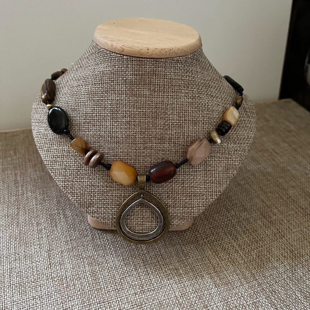 Silpada Brown and Black Bohemian Necklace with Metal Pendant - Picture 2 of 6